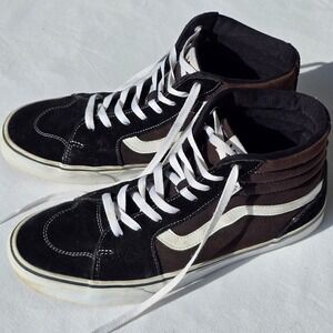 Vans Sk8-Hi Mens Black Suede Canvas High Top Sneakers Size 12